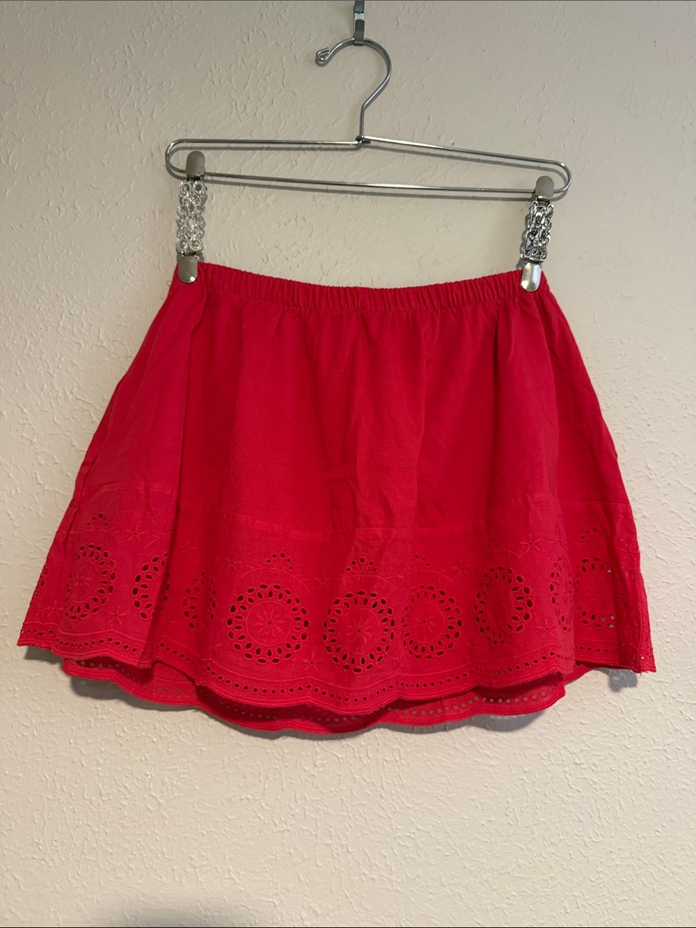 Primark Red Eyelet-Trim Skirt with undershorts